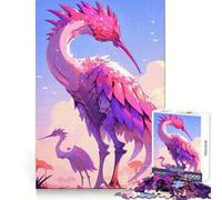 Rompecabezas de 1000 Piezas con Paisaje fantástico de Garza Rosa para Adultos Rompecabezas Mental Arte Relajante para armar (50x75cm)