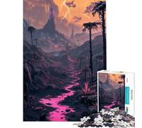 Rompecabezas de 1000 Piezas con Paisaje fantástico y río Rosa Ideal para cumpleaños y Navidad Decoración Juguetes DIY Aptos para Mayores de 14 años (50x75cm)