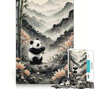 Rompecabezas de 1000 Piezas con Paisaje Floral montañoso de Panda para Adultos y Adolescentes Juego Mental, diversión Tranquila, Bordes Afilados, Regalo Memorable (50x75cm)