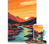Rompecabezas de 1000 Piezas con Paisaje fluvial al Atardecer para Adolescentes Juguete Que desafía la Mente Pasatiempo Relajante Corte preciso Un Regalo Encantador 38x26cm