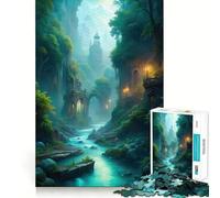 Rompecabezas de 1000 Piezas con Paisaje fluvial místico y Arquitectura Antigua para Adultos y Adolescentes Un Juego Mental Relajante y Divertido Bordes Afilados Un Regalo Memorable (50x75cm)