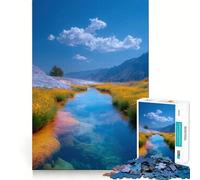 Rompecabezas de 1000 Piezas con Paisaje fluvial panorámico y Flores Amarillas para Adolescentes Mejora la Memoria Fácil de Usar Ideal para el Ocio Diseño de Pared con Corte Firme (50x75cm)