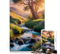 Rompecabezas de 1000 Piezas con Paisaje fluvial panorámico y un Gran árbol, Ideal para Adolescentes Juguete de lógica Resistente Escape Tranquilo Bordes Transparentes Regalo de cumpleaños (50x75cm)