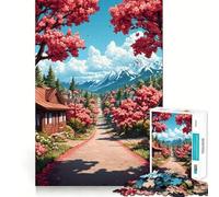Rompecabezas de 1000 Piezas con Paisaje japonés de un Pueblo en Primavera para Adolescentes Juguete para desarrollar la Mente y divertirse Diseño Elegante para armar Regalo Ideal 38x52cm
