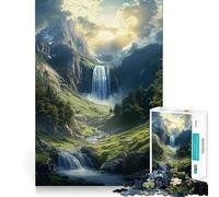 Rompecabezas de 1000 Piezas con Paisaje Natural de montaña y Cascada para Adultos Juego de ingenio para relajar la Mente Bordes Afilados Regalo Premium (38x26cm)