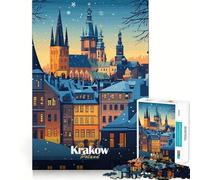 Rompecabezas de 1000 Piezas con Paisaje nevado de Cracovia para Adultos Juguete Intelectual para Relajarse y calmar Corte preciso Artículo de Santa Claus (38x26cm)