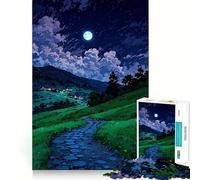 Rompecabezas de 1000 Piezas con Paisaje Nocturno de Pueblo para Adultos Ideal para Mejorar la Memoria Un pasatiempo Relajante Corte Firme Fiestas (38x52cm)