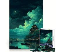 Rompecabezas de 1000 Piezas con Paisaje Nocturno de un Castillo japonés para Adultos Juguete para ejercitar la Mente Tiempo Libre Diseño nítido Regalo increíble (38x26cm)