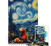 Rompecabezas de 1000 Piezas con Paisaje Nocturno Estrellado de Panda Rojo para Adultos Juego Mental Pasatiempo en casa Bordes limpios Un Regalo Encantador (38x26cm)