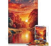 Rompecabezas de 1000 Piezas con Paisaje otoñal al Atardecer sobre el río Desarrolla tu Capacidad Mental, es un pasatiempo Divertido y un Regalo Ideal para cumpleaños (50x75cm)