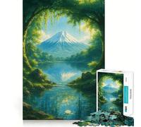 Rompecabezas de 1000 Piezas con Paisaje Sereno de Lago de montaña para Adultos Rompecabezas Suave para Relajarse Imagen para armar Artículo de Santa Claus (38x52cm)