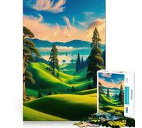 Rompecabezas de 1000 Piezas con Paisaje Sereno y colinas onduladas para Adolescentes Juguete de lógica, Sencillo y Divertido Bordes Suaves Regalo Elegante (38x26cm)
