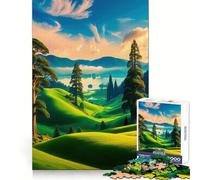 Rompecabezas de 1000 Piezas con Paisaje Sereno y colinas onduladas para Adultos Juguete para ejercitar la Mente Diseño Casual y Relajante Colección de Arte para armar Pieza (50x75cm)