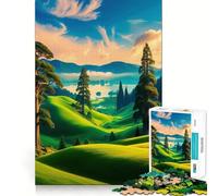 Rompecabezas de 1000 Piezas con Paisaje Sereno y colinas onduladas para Adultos Juguete para ejercitar la Mente Diseño Casual y Relajante Colección de Arte para armar Pieza (50x75cm)
