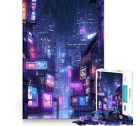 Rompecabezas de 1000 Piezas con Paisaje Urbano ciberpunk Nocturno para Adultos Juguete para ejercitar la Mente Diseño Divertido y silencioso Regalo Original para armar (38x26cm)