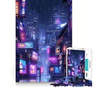 Rompecabezas de 1000 Piezas con Paisaje Urbano ciberpunk Nocturno para Adultos Juguete para ejercitar la Mente Obra de Arte Relajante y Divertida para armar (38x52cm)