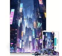 Rompecabezas de 1000 Piezas con Paisaje Urbano ciberpunk Nocturno para Adultos Regalos para Mejorar la Memoria Ideal para Relajarse y Crear un Ambiente artístico (38x52cm)