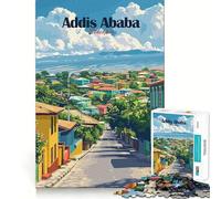Rompecabezas de 1000 Piezas con Paisaje Urbano de Addis Abeba,Corte Suave,Juego Mental,Regalo,Tiempo de Juego Relajante,Pieza de Arte navideña (38x52cm)