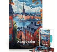 Rompecabezas de 1000 Piezas con Paisaje Urbano de Estocolmo, Corte preciso, Divertido desafío Mental, Juguete, Juego para el Tiempo de Descanso, Juego de cumpleaños artístico (50x75cm)