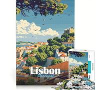 Rompecabezas de 1000 Piezas con Paisaje Urbano de Lisboa Juego Imposible Corte de precisión con Piezas de Formas aleatorias Que encajan Perfectamente 50x75cm
