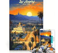 Rompecabezas de 1000 Piezas con Paisaje Urbano de Los Ángeles al Atardecer Arte Juegos educativos decoración Perfecta cumpleaños y Navidad 38x52cm