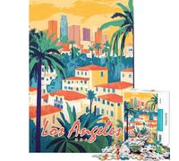 Rompecabezas de 1000 Piezas con Paisaje Urbano de Los Ángeles Rompecabezas para Adultos Juegos relajantes Que mejoran la Memoria cumpleaños y Navidad (tamaño 38x26cm)