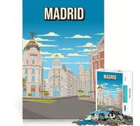 Rompecabezas de 1000 Piezas con Paisaje Urbano de Madrid Lámina artística Póster icónico de España para Viajes urbanos de Corte preciso Diversión cognitiva Juego Tiempo Libre Diversión Escena