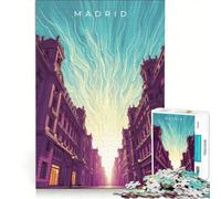 Rompecabezas de 1000 Piezas con Paisaje Urbano de Madrid y Destellos de luz Juguete Educativo Juego de Velocidad Manual con Piezas de Formas aleatorias Que encajan Perfectamente 50x75cm