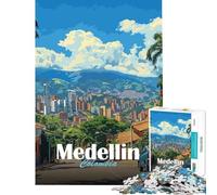 Rompecabezas de 1000 Piezas con Paisaje Urbano de Medellín Ayuda a ejercitar el Cerebro Decoración para el hogar Juego Familiar para Mayores de 14 años Juego de Rompecabezas Incluido (38x26cm)