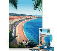 Rompecabezas de 1000 Piezas con Paisaje Urbano de Niza, Francia, para Adultos Juguete para ejercitar la Mente, Ideal para Crear un vínculo afectivo Regalo Elegante (50x75cm)
