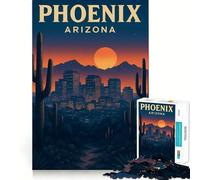 Rompecabezas de 1000 Piezas con Paisaje Urbano de Phoenix, Arizona, al Atardecer, para Adolescentes Mejora la Memoria, relájate y Disfruta del Momento Regalo Creativo con Bordes precisos (38x52cm)