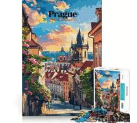 Rompecabezas de 1000 Piezas con Paisaje Urbano de Praga,Corte Exacto,Juguete Inteligente para el Cerebro,Juego Relajante,decoración navideña (50x75cm)