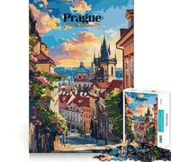 Rompecabezas de 1000 Piezas con Paisaje Urbano de Praga,Corte preciso,Juguete para desarrollar la Capacidad cognitiva,Ideal para el Tiempo Libre (38x26cm)