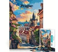 Rompecabezas de 1000 Piezas con Paisaje Urbano de Praga,diseño sin Costuras,Juego para ejercitar la Mente,Actividad Relajante,diversión,Regalo de cumpleaños o Hobby (38x52cm)