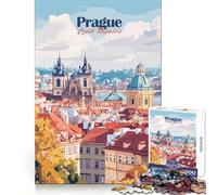 Rompecabezas de 1000 Piezas con Paisaje Urbano de Praga para Adolescentes Ejercicio Mental,relajación y diversión Cierre Seguro Regalo Ideal para Las Fiestas (38x52cm)