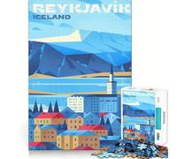 Rompecabezas de 1000 Piezas con Paisaje Urbano de Reikiavik,Islandia Juguete Divertido para Resolver Problemas Tiempo de Juego Tranquilo Decoración navideña Regalo (38x52cm)