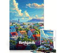 Rompecabezas de 1000 Piezas con Paisaje Urbano de Reikiavik para Adolescentes Desarrollo lógico y fácil de Usar Cierre sin Costuras Regalo Ideal para Cualquier ocasión (38x52cm)