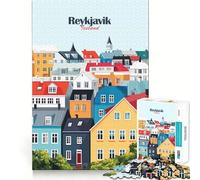 Rompecabezas de 1000 Piezas con Paisaje Urbano de Reikiavik para Adolescentes, Juguete de lógica para divertirse en Interiores, Regalo Memorable (38x26cm)