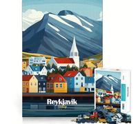Rompecabezas de 1000 Piezas con Paisaje Urbano de Reikiavik para Adolescentes Juguete Divertido para armar Juntos Arte Coleccionable con Corte preciso (50x75cm)