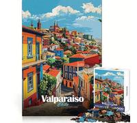 Rompecabezas de 1000 Piezas con Paisaje Urbano de Valparaíso, Chile, para Adultos y Adolescentes Ideal para ejercitar la Mente, aliviar el estrés y divertirse Cierre Seguro (38x52cm)