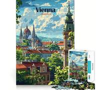 Rompecabezas de 1000 Piezas con Paisaje Urbano de Viena, Bordes Finos, diseño Artesanal, para ejercitar la Mente, Relajarse, (38x26cm)