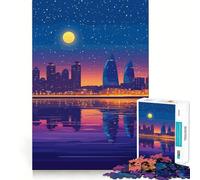 Rompecabezas de 1000 Piezas con Paisaje Urbano Nocturno reflejado,articulaciones Finas,Divertido Juguete para Resolver Problemas,Juego Tranquilo,decoración navideña,Regalo (50x75cm)
