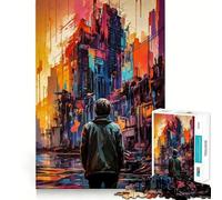 Rompecabezas de 1000 Piezas con Paisaje Urbano postapocalíptico para Adultos, Juguete Inteligente, Divertido y silencioso, con Bordes Suaves, Ideal para Festivales (38x26cm)