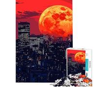 Rompecabezas de 1000 Piezas con Paisaje Urbano y Luna Gigante Juego Familiar Que desafía la Inteligencia Juguetes adictivos Gran Regalo para quienes disfrutan de los Juegos y mejoran la Memoria