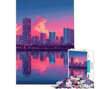 Rompecabezas de 1000 Piezas con Paisaje Urbano y Reflejo al Atardecer para Adultos Juguete Educativo de 1000 Piezas Un desafío difícil para ejercitar la Mente Juegos Familiares (38x52cm)