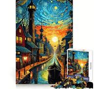 Rompecabezas de 1000 Piezas con Paisaje Urbano y vías fluviales para Adolescentes Fomenta el Pensamiento Claro, estimula el Juego y fortalece el Encaje Un Bonito Regalo (38x52cm)