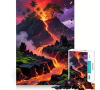 Rompecabezas de 1000 Piezas con Paisaje volcánico y Flujo de Lava para Adultos Juego de Memoria Divertido Componentes Resistentes y de Corte Limpio aliviar el estrés (50x75cm)
