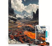 Rompecabezas de 1000 Piezas con Paisaje volcánico y montañas Nevadas para Adolescentes Juego Divertido con Piezas encajables sin Huecos Actividad Nocturna para Toda la Familia (38x52cm)