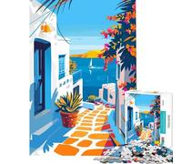 Rompecabezas de 1000 Piezas con paisajes de Mykonos Grecia Juegos Divertidos Que desafían la Inteligencia Juguetes adictivos Regalos para Hombres y Mujeres Divertidos y con Humor (tamaño 50x75cm)