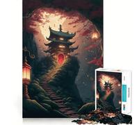 Rompecabezas de 1000 Piezas con paisajes del Antiguo Japón para Adultos Piensa,Entrena y Juega Cierre Seguro sin Piezas Sueltas aliviar el estrés (38x26cm)